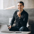 handsome business man working computer office